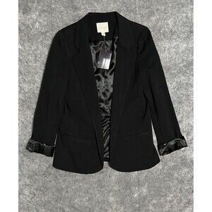 Silence + Noise Open Front Blazer Jacket Women's S Black Lined Office Career